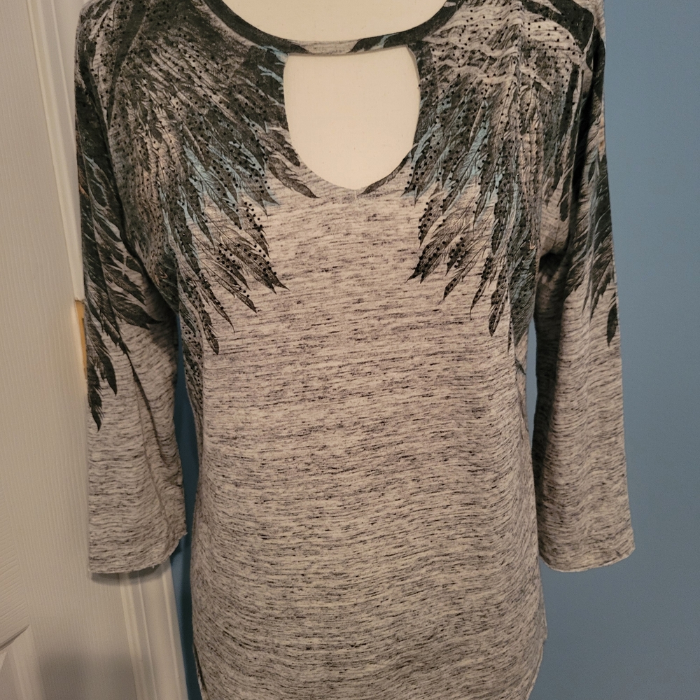 Affliction Gray and Black Long Sleeve Top